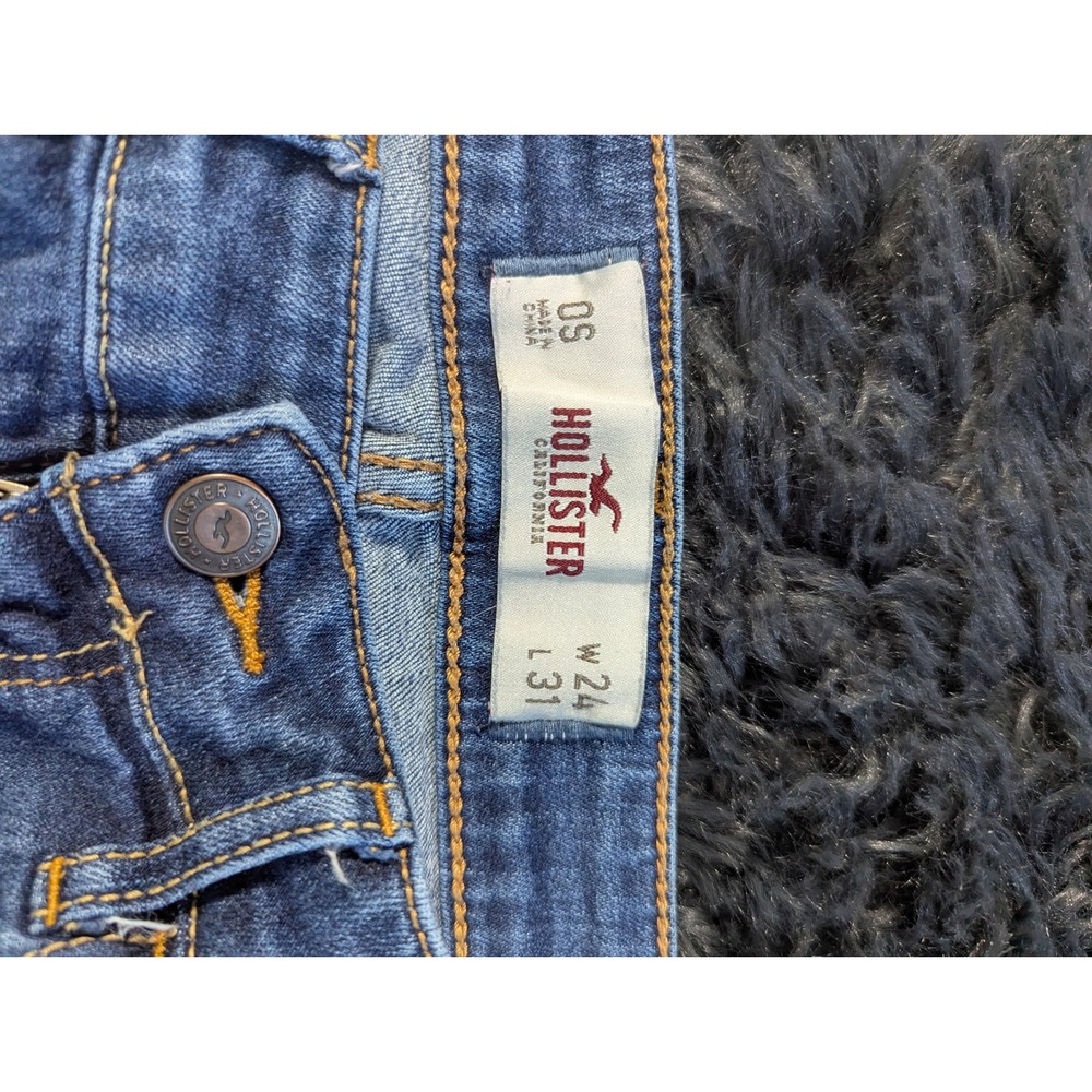 Hollister Low Rise Skinny Distressed Jeans Medium Wash Blue‎ W24 L31  418 - Picture 6 of 7